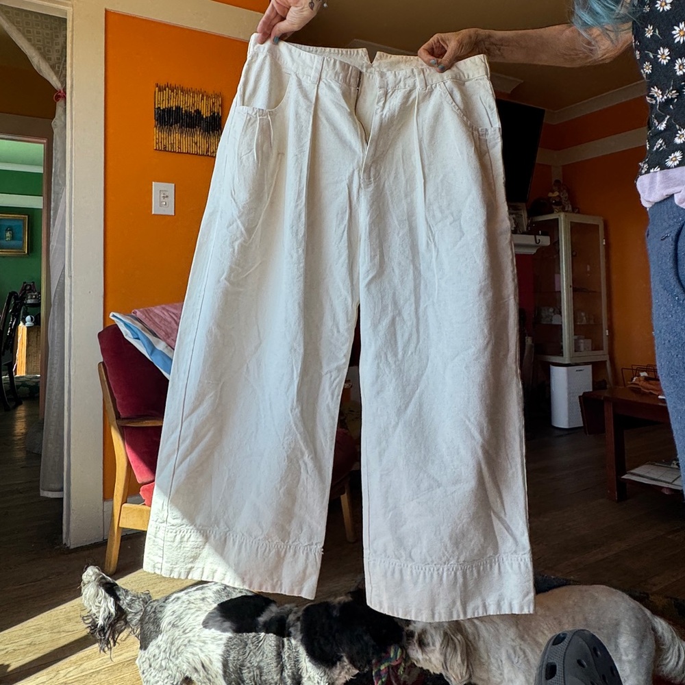 Free People Cream Wide Leg Pants